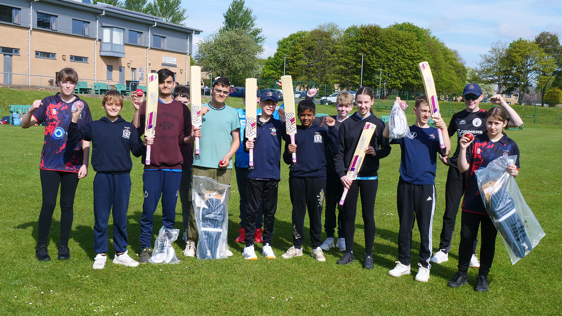 foundation_donation_169 Youngsters at Peterlee Cricket Club with equipment donated by The Roy Simpson MBE Foundation